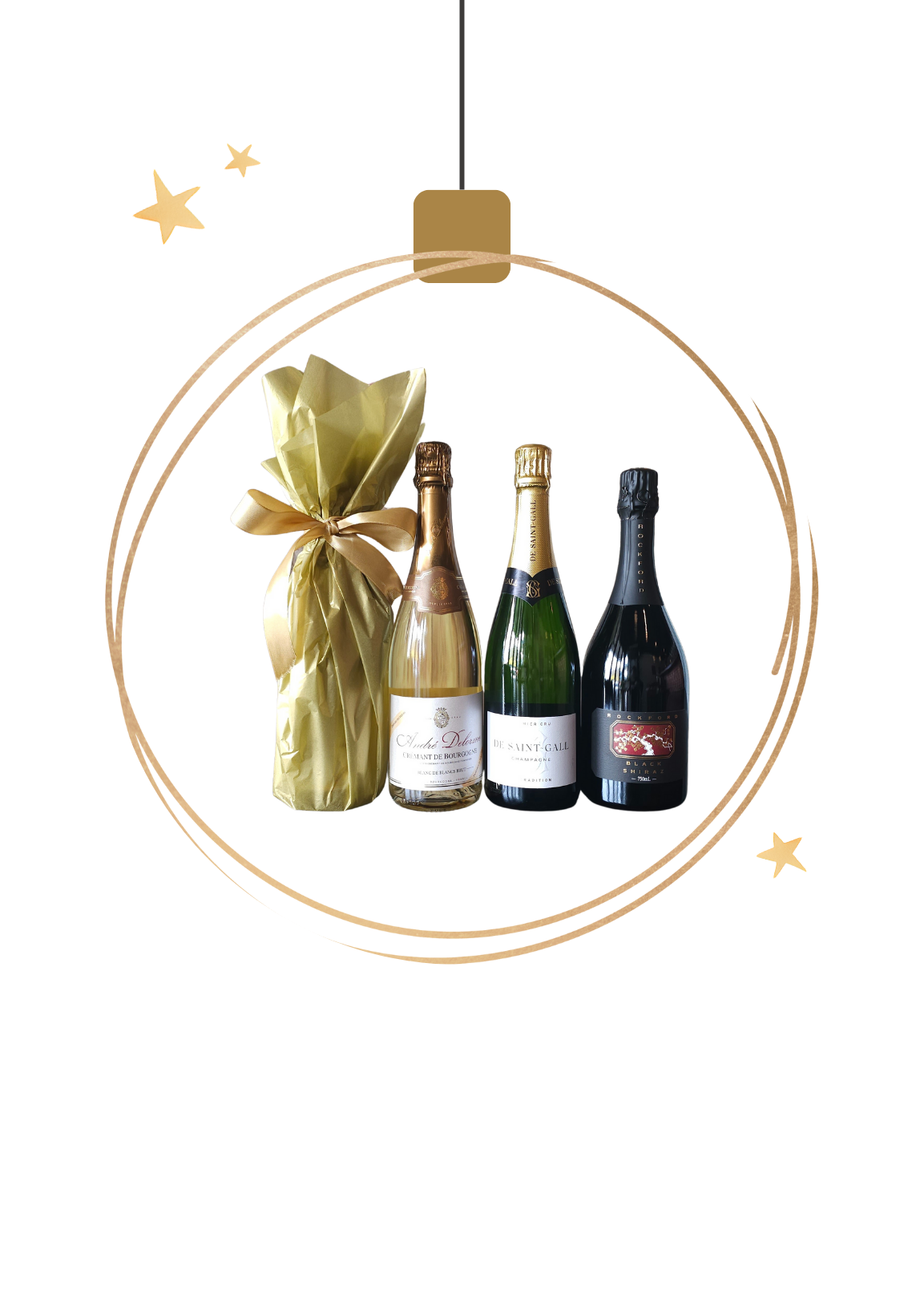 Premium wrap (gold ribbon, personalized message, festive touch)