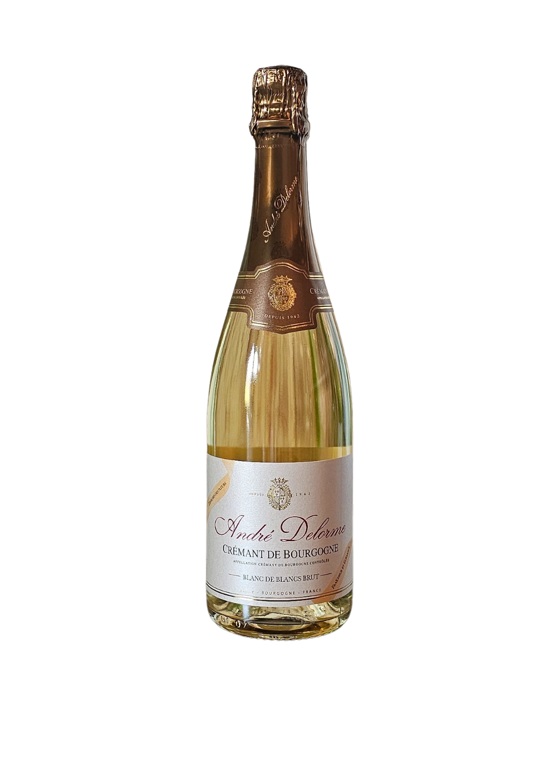 André de Delorme Crémant de Bourgogne Blanc de Blancs Brut: 100% Chardonnay